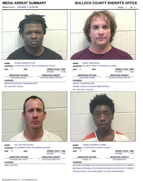 912-764-8888; This is the most up-to-date Bulloch County inmate search, inmate list, inmate roster, <b>arrest</b> <b>reports</b>, bail bond and <b>booking</b> information for the Bulloch County Jail in the city of <b>Statesboro</b>, Bulloch County in the state of <b>Georgia</b> <b>STATESBORO</b>, <b>Ga</b> <b>STATESBORO</b>, <b>Ga</b>. . All on georgia statesboro booking report